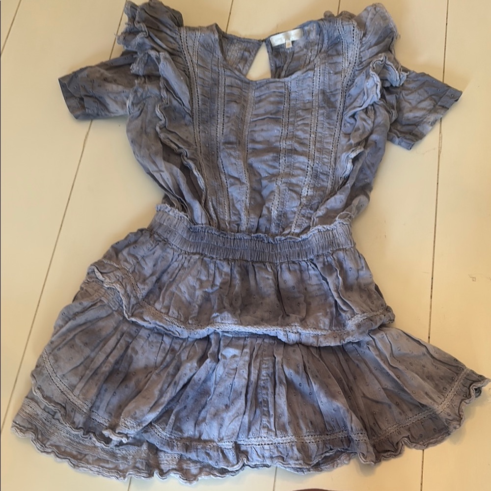 LoveShackFancy Ruffled Blue Dress